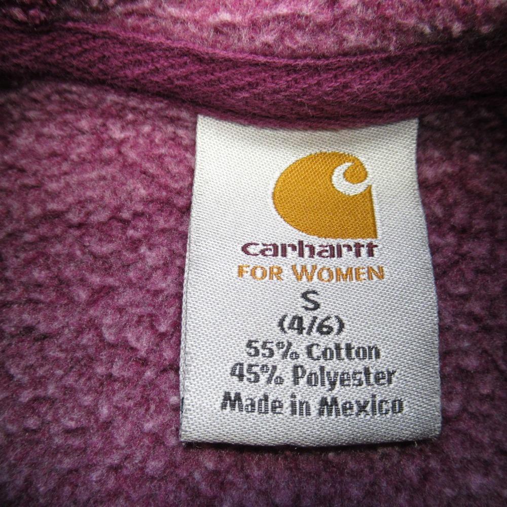 Carhartt Hoodie Womens Small Purple Pockets Raglan Full‎ Zip Fleece Sweatshirt - Picture 4 of 12